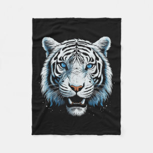 Witte Tijger Blauwe Ogen Wilde Kat Dier Fleece Deken