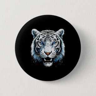 Witte Tijger Blauwe Ogen Wilde Kat Dier Ronde Button 5,7 Cm