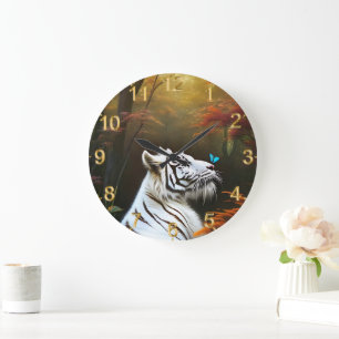 Witte tijger die liefdevolle momenten, wandklok grote klok