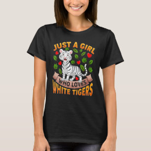Witte Tijger Dier Gewoon Een Meisje Dat Van Witte T-shirt