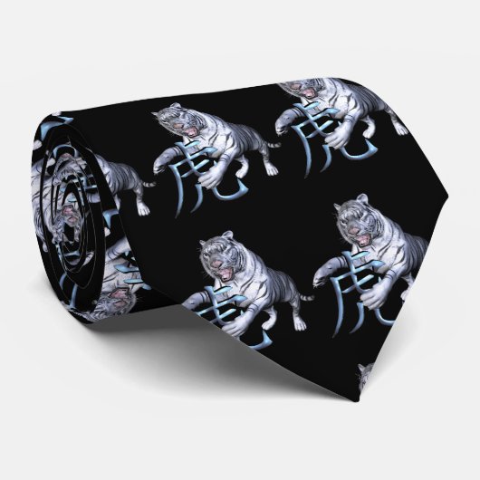 Witte tijger en Chinees symbool Stropdas (Opgerold)