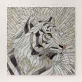 Witte tijger - Glas in lood Mozaïek Digitale Kunst Legpuzzel (Verticaal)