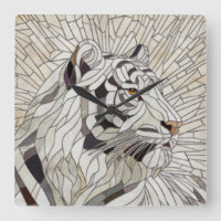 Witte tijger - Glas in lood Mozaïek Digitale Kunst