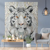 Witte tijger - Glas in lood Mozaïek Digitale Kunst