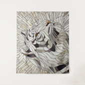 Witte tijger - Glas in lood Mozaïek Digitale Kunst Wandkleed (Voorkant)
