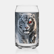 Witte tijger glas kan sciencefiction dier kunst
