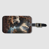 Witte tijger in een bergachtig landschap bagagelabel (Voorkant (horizontaal))