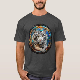 Witte Tijger in een Levendig Cirkelvormig Ontwerp T-shirt