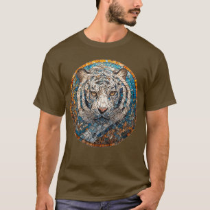 Witte Tijger in een Levendig Cirkelvormig Ontwerp T-shirt