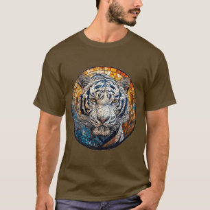 Witte Tijger in een Levendig Cirkelvormig Ontwerp T-shirt