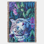 Witte tijger in paarse bloemen deken (Voorkant Verticaal)