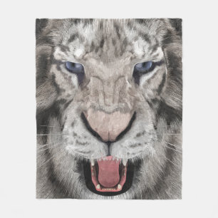 Witte Tijger Kop Wilde Dieren Esthetiek Fleece Deken