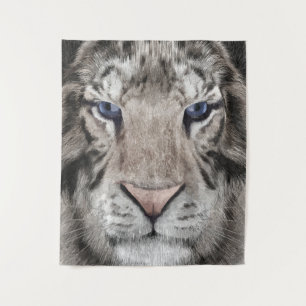Witte Tijger Kop Wilde Natuur Esthetiek Wandkleed