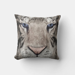 Witte Tijger Kop Wilde Schoonheid Kussen