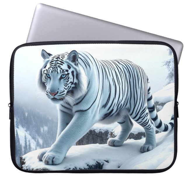Witte Tijger Laptop Sleeve Hoesje (Voorkant)