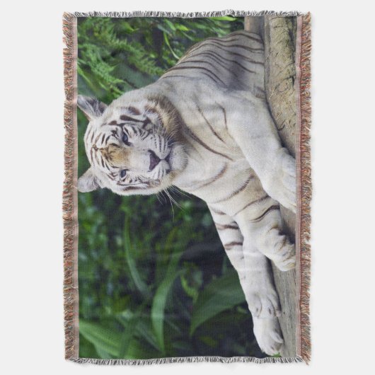 Witte tijger met 1 schroefdraad deken (Voorkant Verticaal)