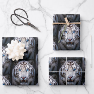 Witte Tijger met Blauwe Ogen Inpakpapier Vel