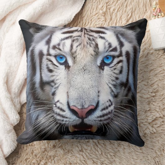 Witte Tijger met Blauwe Ogen Kussen (Deken)