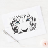 Witte tijger met blauwe ogen rechthoekige sticker (Envelop)