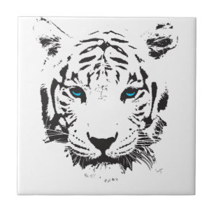 Witte tijger met blauwe ogen tegeltje