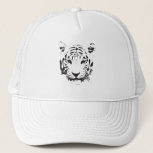 Witte tijger met blauwe ogen trucker pet