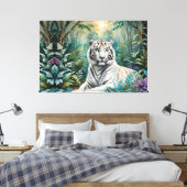 Witte Tijger Oerwoud Flora Canvas Afdruk (Insitu (Slaapkamer))