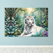 Witte Tijger Oerwoud Flora Canvas Afdruk (Insitu (Houten vloer))