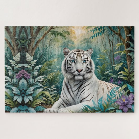 Witte Tijger Oerwoud Flora Legpuzzel (Horizontaal)