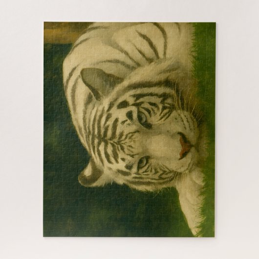 Witte tijger rust in bosrijke schaduw legpuzzel (Verticaal)