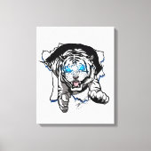 Witte tijger springen uit!!!! canvas afdruk (Voorkant)