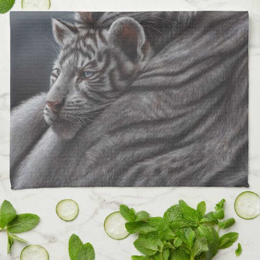 Witte tijger theedoek (Gevouwen)