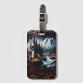 Witte tijger tussen de bergen bagagelabel (Voorkant (verticaal))