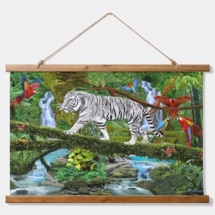 WITTE TIJGER VAN DE MYSTICKE JUNGLE HANGEND WANDKLEED
