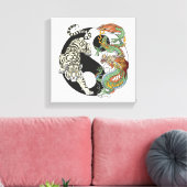 Witte tijger versus groene draak in de yin yang c canvas afdruk (Insitu (Woonkamer))