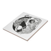 Witte tijger versus groene draak in de yin yang ce tegeltje (Zijkant)