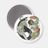 Witte tijger versus groene draak in de yin yang magneet (Voorkant / Achterkant)