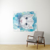 Witte Tijger Wilde Dier Natuur Waterverf Kunst Wandkleed (In Situ (horizontaal))