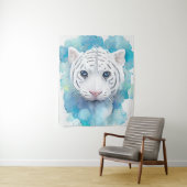 Witte Tijger Wilde Dier Natuur Waterverf Kunst Wandkleed (In situ)