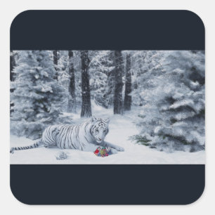 Witte Tijger Winter Woud Sticker