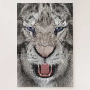 Witte Tijgerkop Natuur Esthetiek Legpuzzel