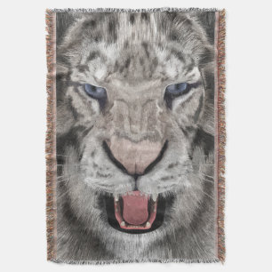Witte Tijgerkop Wilde Dier Aesthetiek Deken