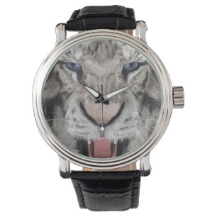 Witte Tijgerkop Wilde Schoonheid Horloge