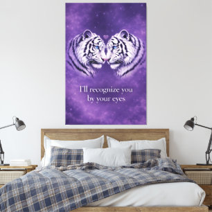 Witte Tijgerliefhebbers in Paarse Nevel – Romantis Canvas Afdruk