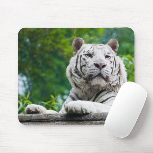 Witte tijgermousepad muismat (Met muis)