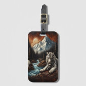 Witte tijgers bij de rivier bagagelabel (Voorkant (verticaal))