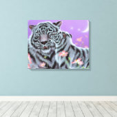 Witte tijgers canvas afdruk (Insitu (Houten vloer))