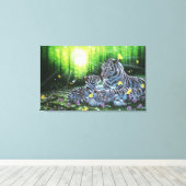 Witte tijgers canvas afdruk (Insitu (Houten vloer))