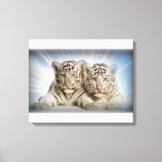 Witte tijgers canvas afdruk (Voorkant)