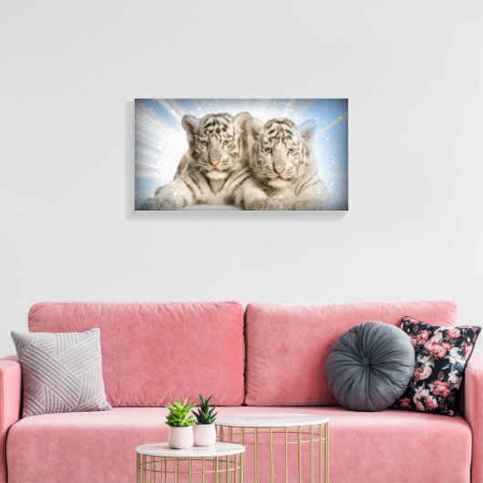 Witte tijgers canvas afdruk (Insitu (Woonkamer))