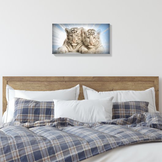 Witte tijgers canvas afdruk (Insitu (Slaapkamer))